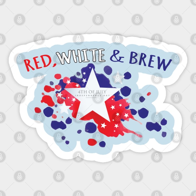 Red, White and Brew Sticker by Alema Art